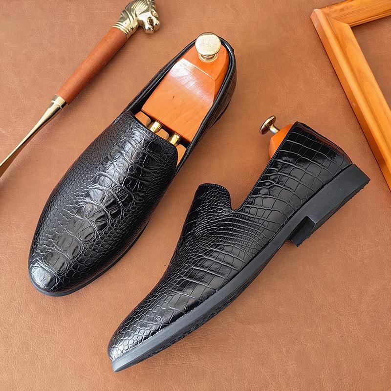 FashionCasual Leather Mens Slip On Footwear Office Man Formal Shoes Wedding Party Man Dress Shoes Breath Driving Lazy Loafers Moccasins