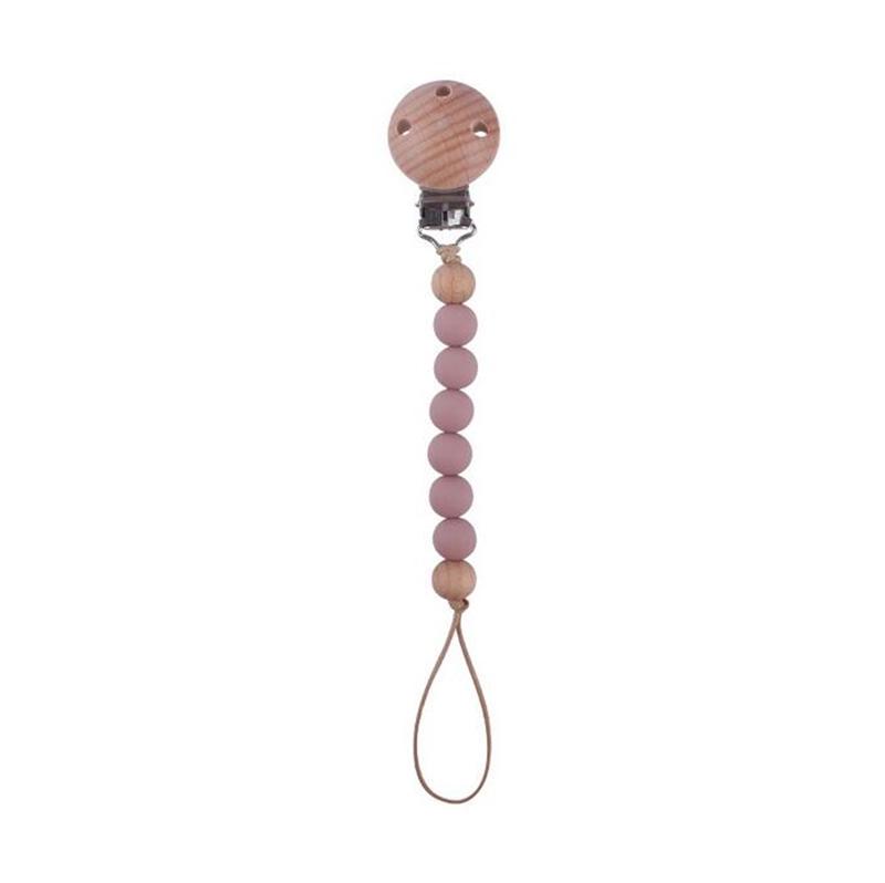 Beech Wood Chew Silicone Bead Pacifier Clips Dummy Chain Holder Newborn Soother Chains Nipple Holder Baby Teething Toys Gifts