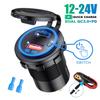 IP65 Waterproof 12-24V Car Charger Socket, PD QC3.0 Dual USB Type C Fast Charging Power Outlet with ON/OFF Switch for Motorcycle, Truck, RV, ATV, Boat