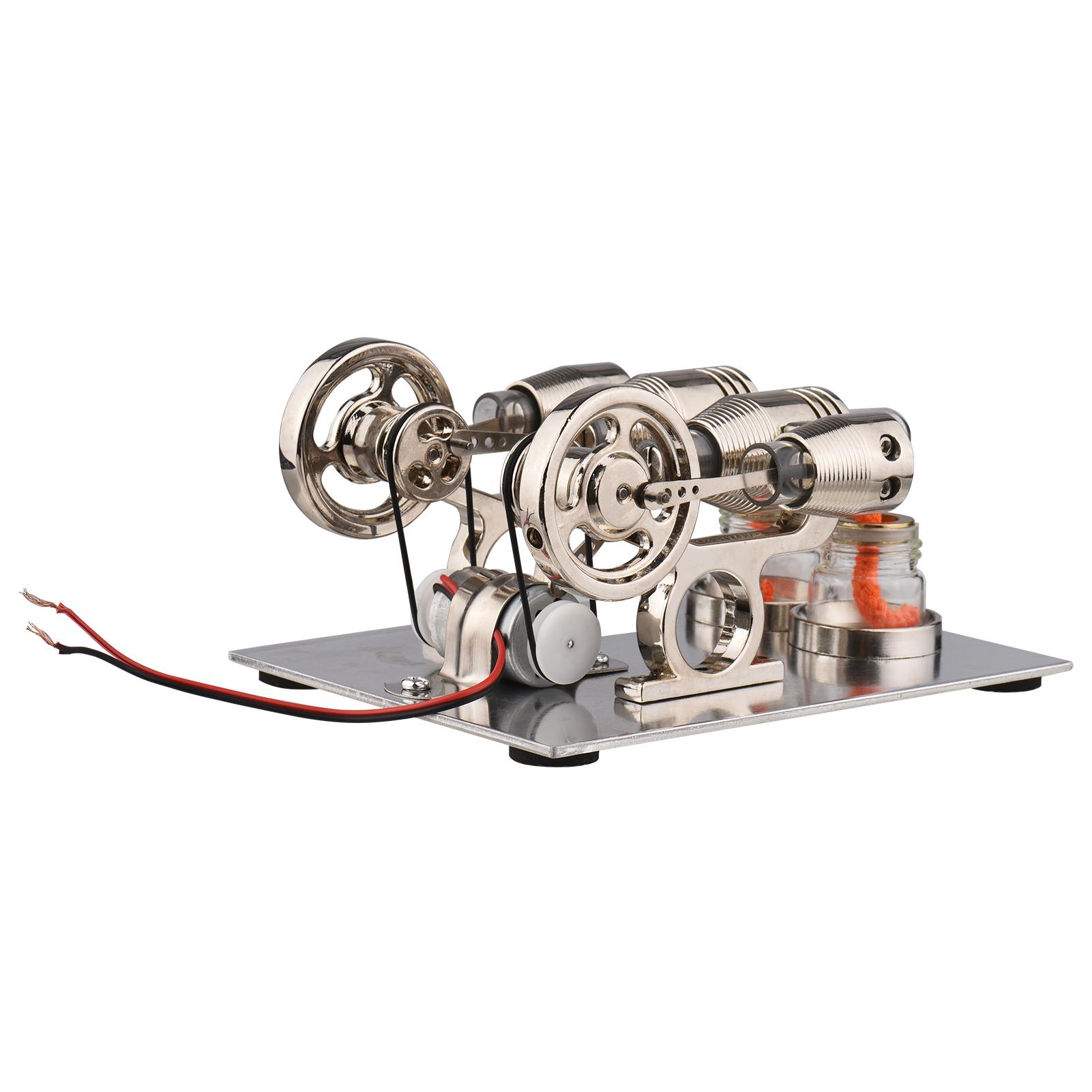 Stirling Engine Model Kit Cylinder Hot   Motor Kit with Flywheel 12V Generator Educational Science Aids for School   Decor