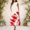 Women Plus Size Round Neck Sleeveless Printed A Line Maxi Dress With Side Pockets