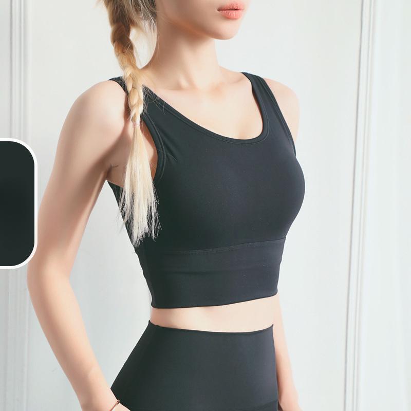 

Новый европейский и американский U-образный красивый спина модный жилет спортивный бюстгальтер полное покрытие анти-воздействие ударопрочный собранный одежда для йоги S чёрный