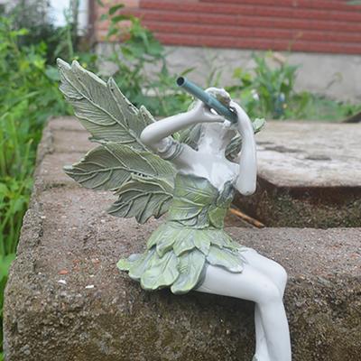 New Creative Flower Fairy Home Entrance Decoration Statue Flute Blowing West Wind Fairy Courtyard Resin Crafts Decoration Gift