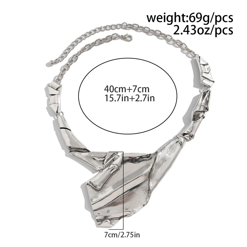 DIEZI Punk Vintage Irregular Choker Necklace Earrings Ring Set For Women Fashion Gold Silver Color Clavicle Jewelry Set