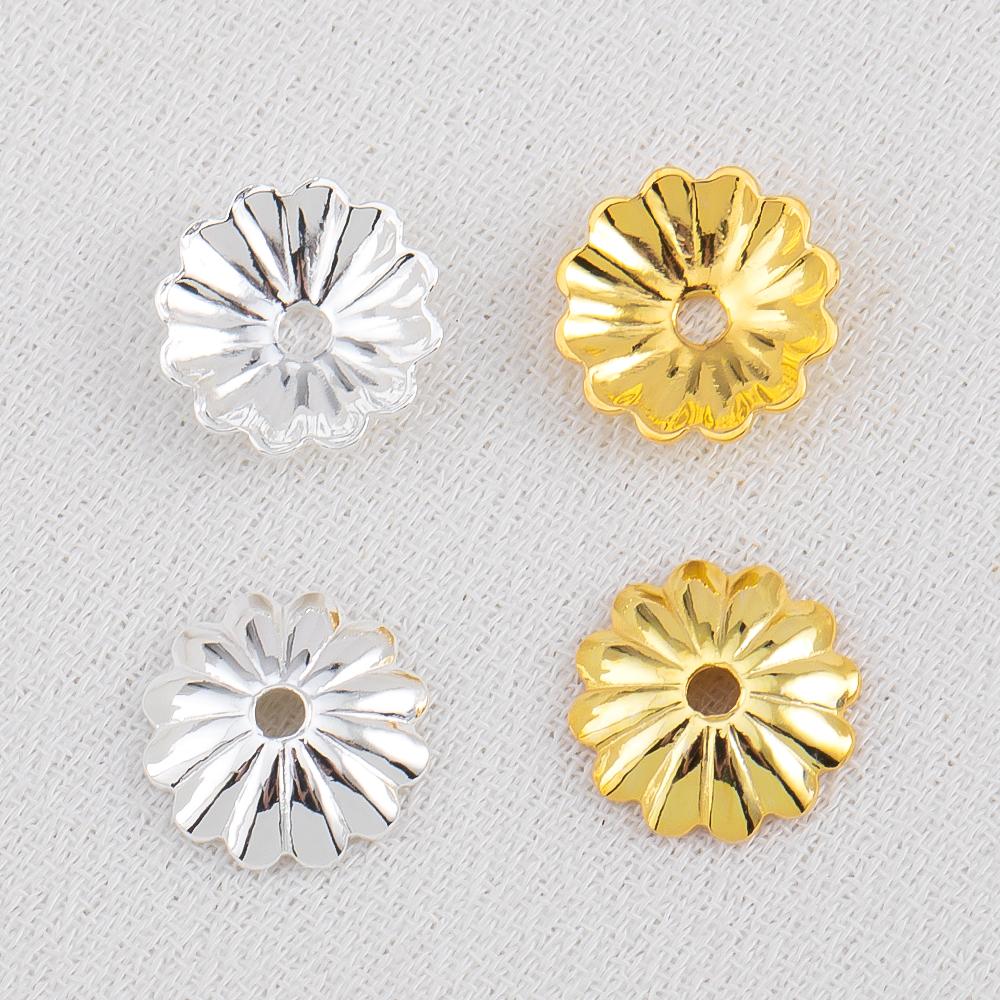 10/15/20/50/100pcs 18K Gold Plated Wave Flower Bead Caps Bracelet Necklace Crafts Round Bead Cap DIY Jewelry Making Accessories