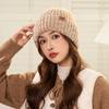 Small leather label dot knitted warm hat women's winter pullover ear protection cycling hat outdoor knitted straight hat