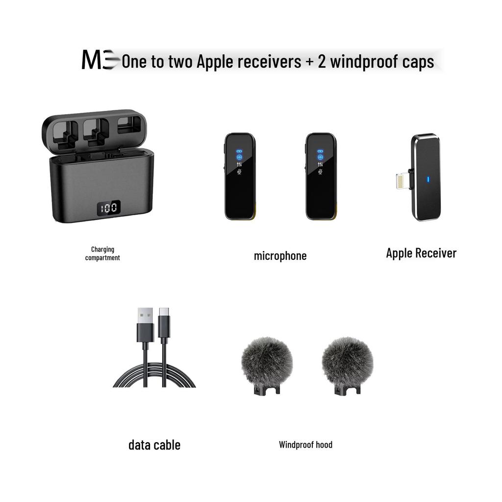 M3 Wireless Collar Clip Microphone with Charging Case, Dual Storage, Noise Reduction, for Mobile Live Broadcasts.