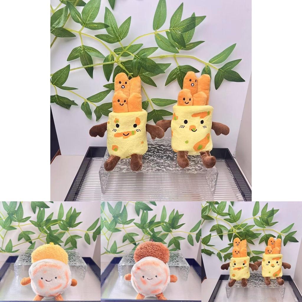 Cute Plush Pancake Food Doll Keychain Soft Pp Cotton Adorable Pendant Accessory