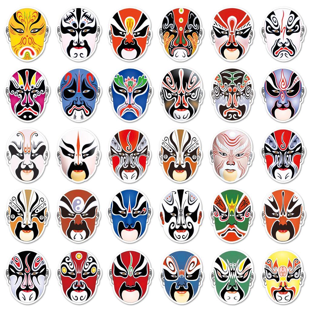 60 Waterproof Chinese Opera Style Stickers for Face Painting, Notebooks, and Earphones