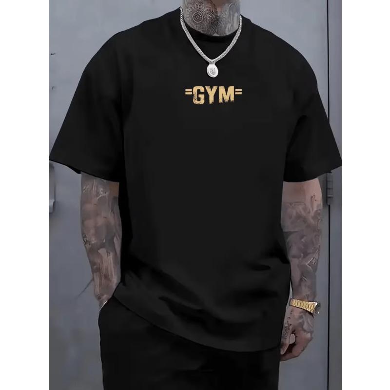 T-shirt da uomo alla moda estiva, scollo rotondo, con motivo classico per sollevamento pesi e bodybuilding, taglia europea, peso classico, per uscite all'aperto, top casual ampio a maniche corte