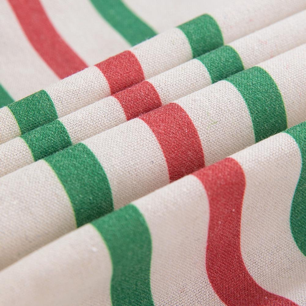 Festive Christmas Table Runner Cotton Blend Printed with Floral Fringe Decorative Dining Cover