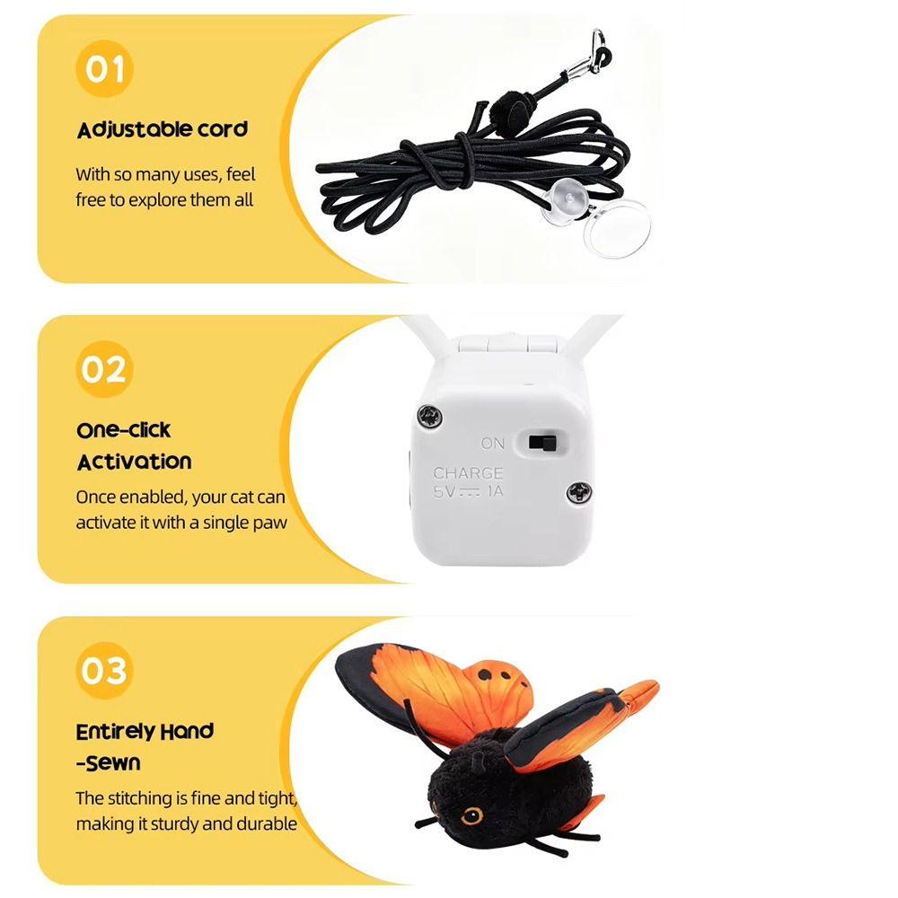 Multiple Modes Butterfly Cat Teaser Hanging Elastic String Feline Toy Kittens