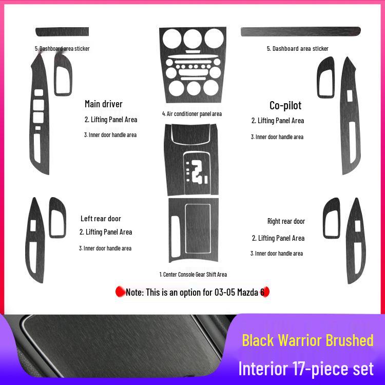 Mazda 6 Mittkonsol Växelspak Film: Dekorationsstickers för interiör (2003-2015)