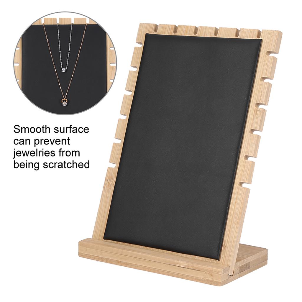 Wood Necklace Bracelet Pendant Jewelry Organizer Display Holder Stand Rack(Black)