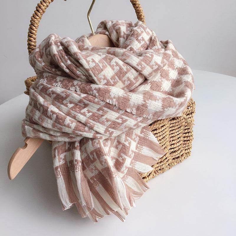 Black White Cherkered  Cashmere Imitation  Scarf Shawl For Women