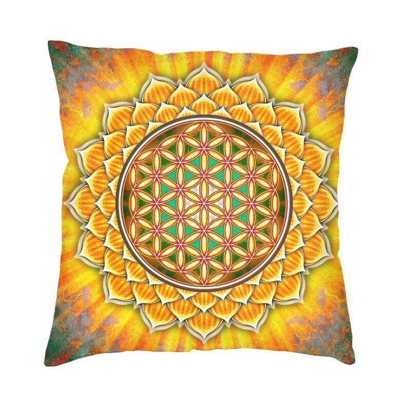 Sacred Geometry Flower Of Life Kuddfodral 45*45cm för vardagsrumssoffa Geometrisk Mandala Kuddfodral Sammets örngott