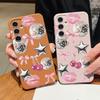 Cherry Bowknots Lips Disco Ball Pattern Case For Samsung Galaxy A57 A37 A17 A56 A36 A26 A16 A55 A35 A15 A54 A34 A14 5G Leather Texture Silicone Cover