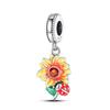 New 925 Silver Fashion Golden Sunflowers Heart Charms Beads Fit 925 Bracelets Luxury Party DIY Jewelry