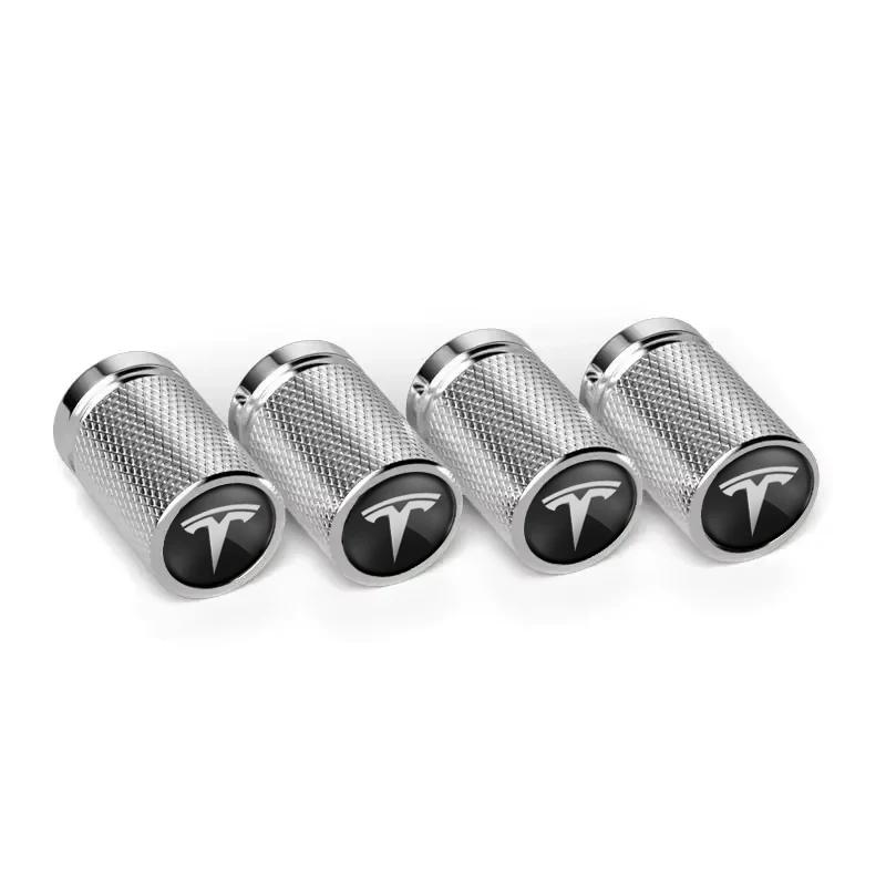 

4pcs Car Wheel Tire Valve Caps Stem Decorative Covers for Tesla Model X S Y 3 Roadster P85D P90D P100D Exterior Accessories серебряный