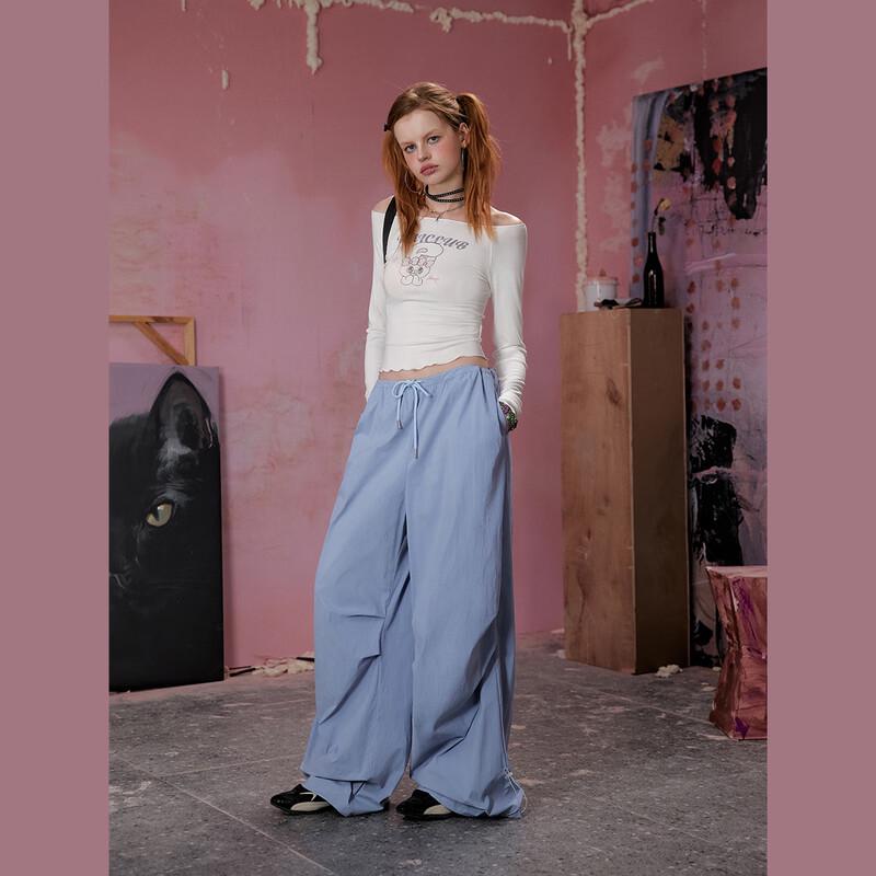 unifree American Retro Loose Cargo Parachute Pants
