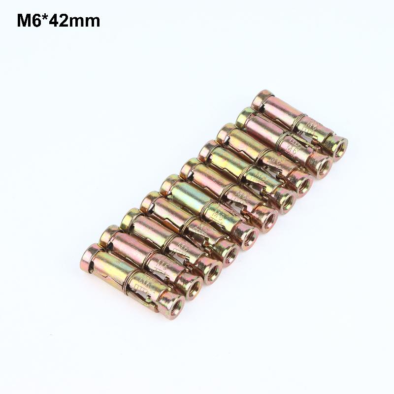 10 Piezas Manga Única Resistente Anclaje de Tornillo de Expansión de Tres Piezas M6 M8 M10 M12 para Hormigón