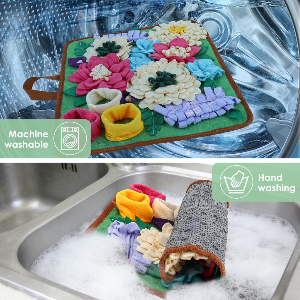 Pet Snuffle Mat Polyester Skin Friendly and Soft Dog Snuffle Toy with Handle Non Slip Pet Slow Feeding Mat Pet Supplies 39x34 CM