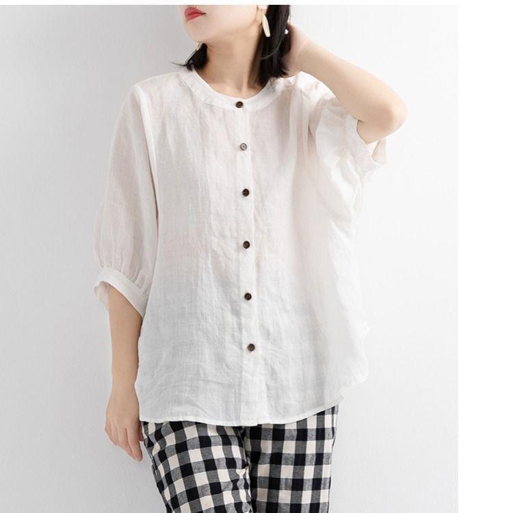 Leisure Shirts Button  Top Lady Loose Long Sleeve Oversized Shirt Womens Blouses Casual