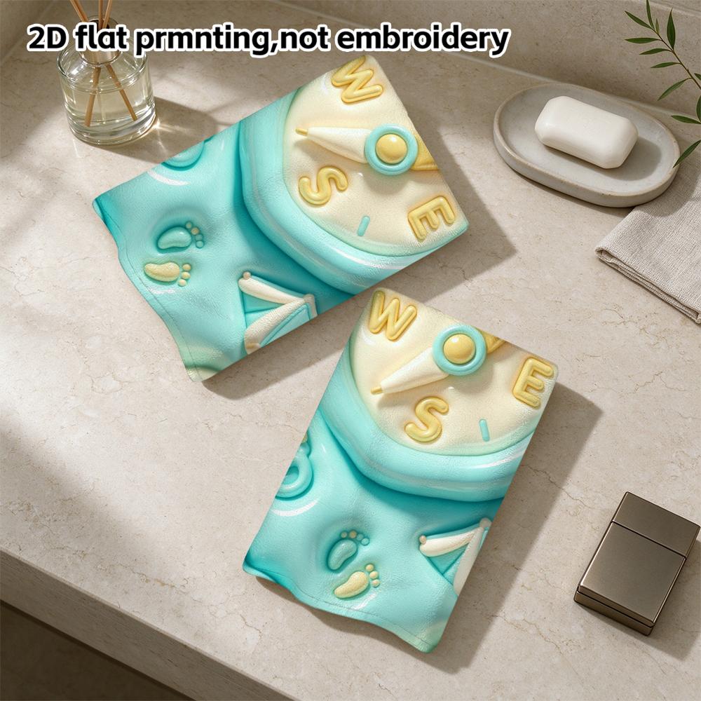 Camping Compass Towel, Soft Absorbent Quick Dry Bath Towel, Kawaii Puffy Print Towel for Travel And Shower