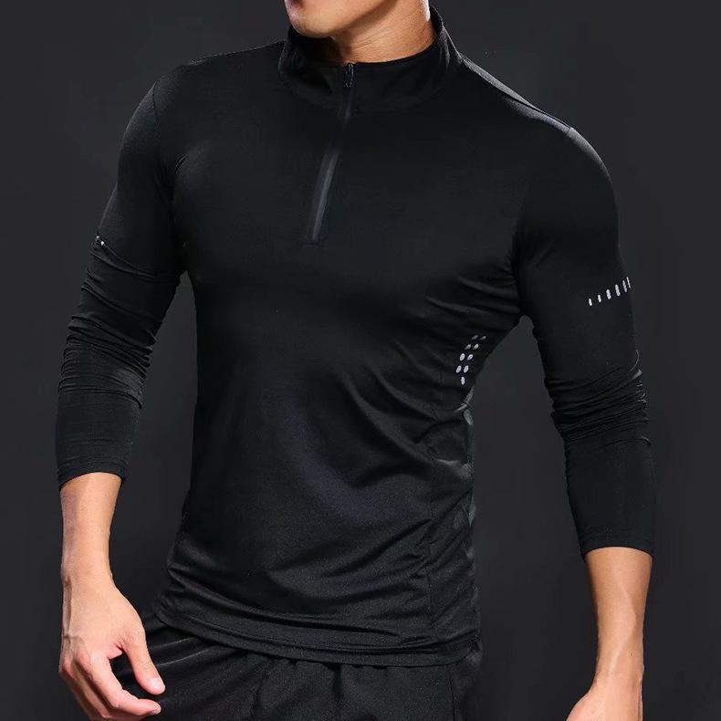 Men s Quick-Dry Half-Zip Long-Sleeve Tight-Fit Sports Shirt XXXL