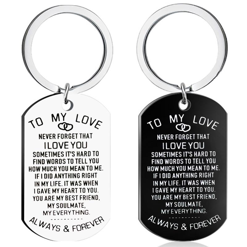 To My Love Keychain Stainless Steel Key Ring Valentine's Day Wedding Anniversary Gift For Husband Wife Boyfriend Girlfriend