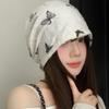 Holes Butterfly Print Beanies Coldproof Plush Pullover Hat Fashion Fleece Beanies  Autumn