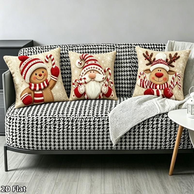 1/4 Stück Weihnachts-Kissenbezüge Zwerg Lebkuchenmann Kissenbezüge Weihnachtsdekoration für Zuhause Sofa Wohnzimmer 2026