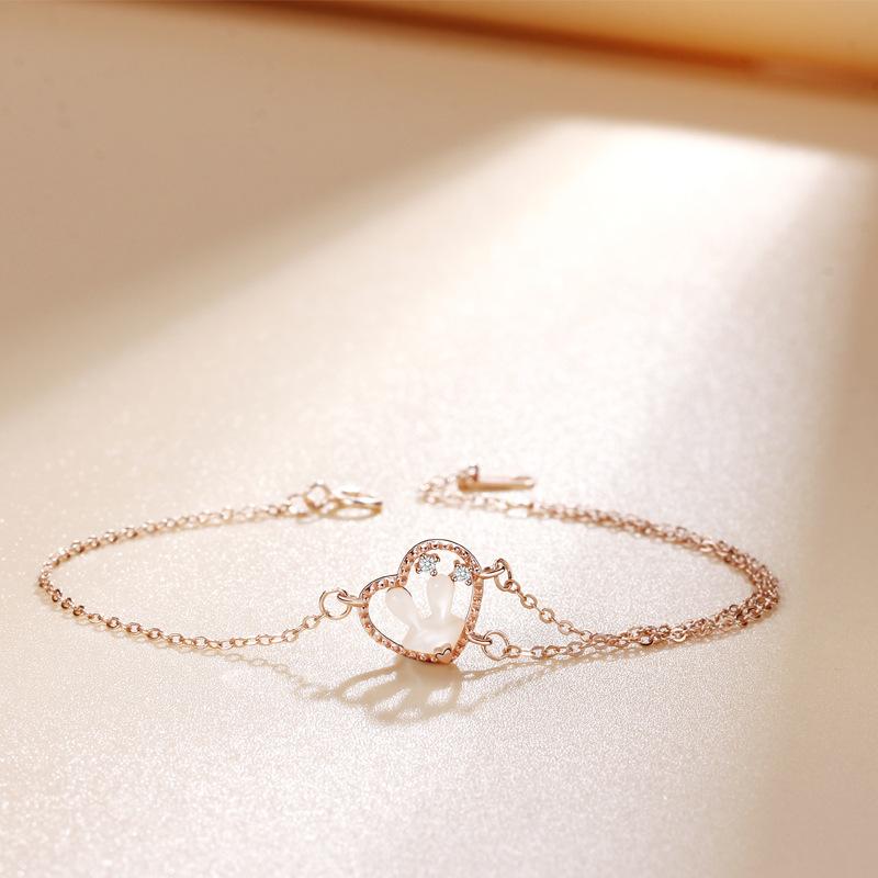Love Rabbit Bracelet Female Creative Niche Design Double-layer Bracelet Heart-shaped Girl Heart Cute Jewelry