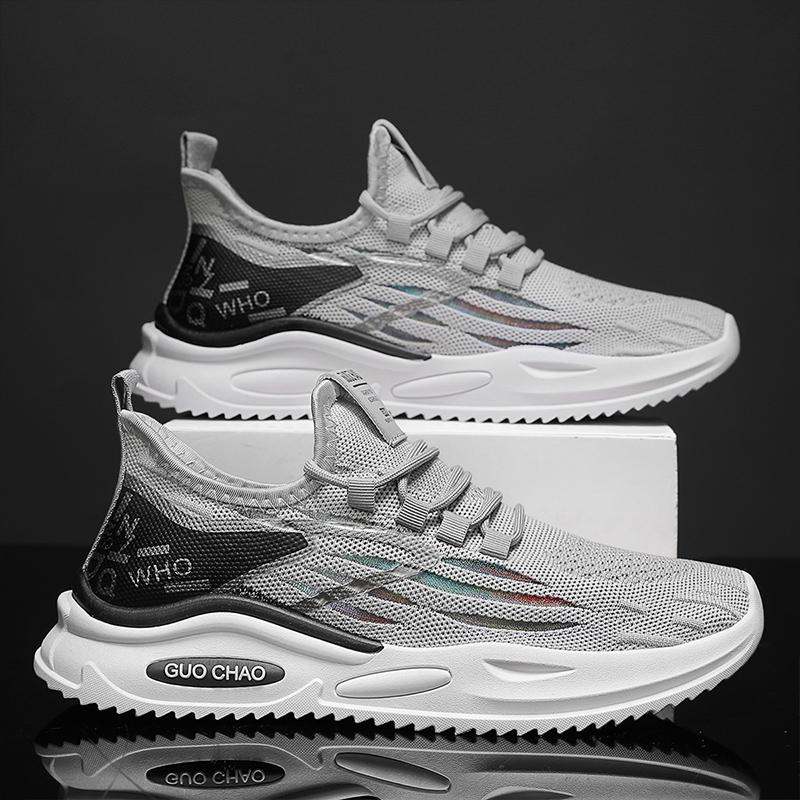 New Men Running Shoes Male Sneakers Anti-slip Breathable Men's Walking Shoes Lace Up Soft Casual Shoes Lightweight Gray