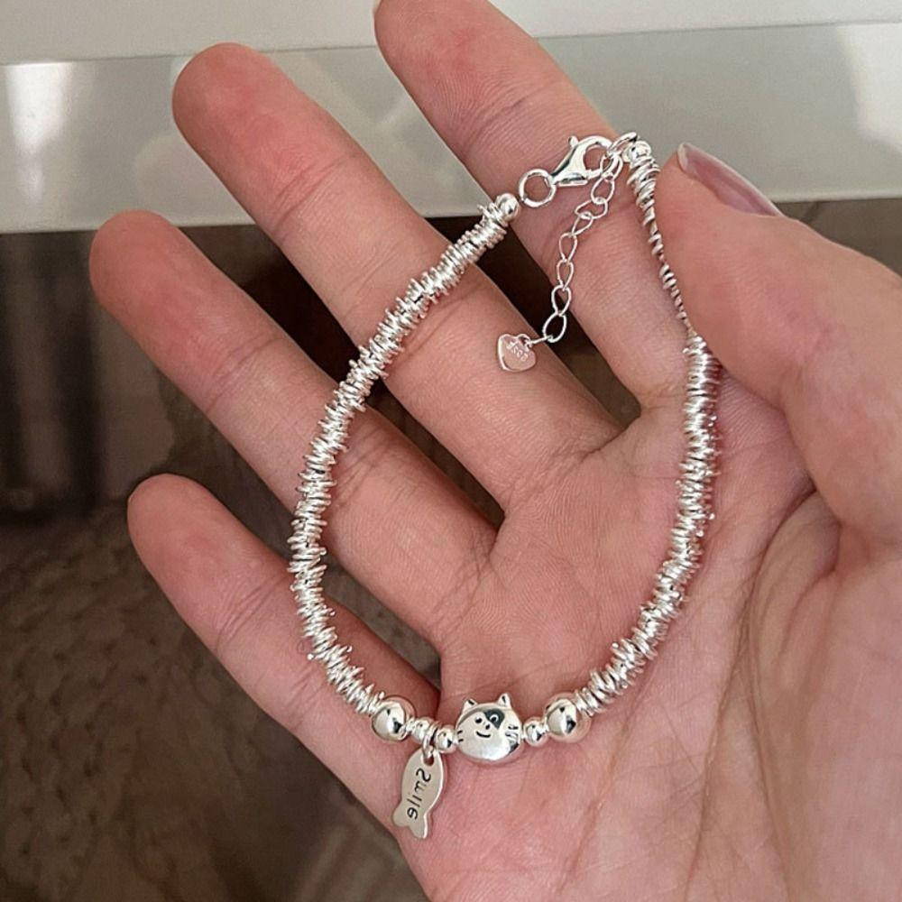 2PCS Light Luxury Cute Dog Bracelets Lovers Friends Metal Beaded Bracelet  Friendship