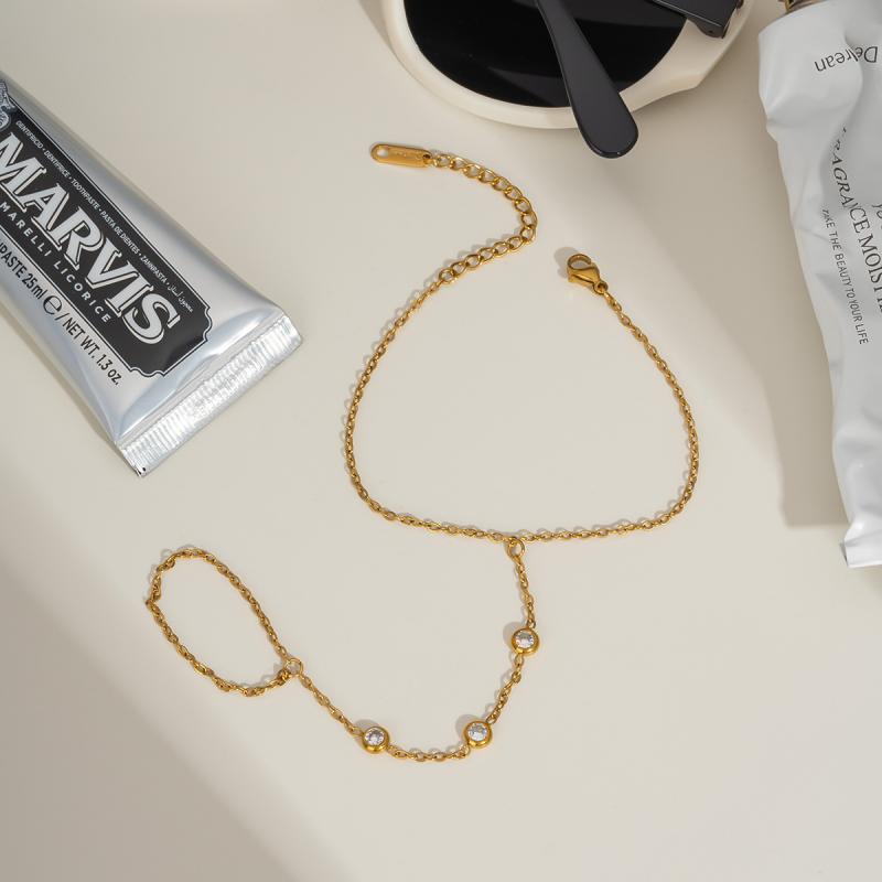 Dainty Trendy Zircon Chain Bracelets for Women Classic Gold Silver Color Adjustable Bracelet Ring Daily Wear Charm Jewelry Gifts