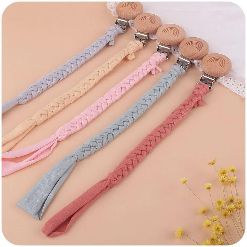 Fabric Baby Pacifier Clip Holder Hand-woven Pacifier Clips Baby Toys Anti-loss Clip Infant Newborn Nursing Tools Accssories New