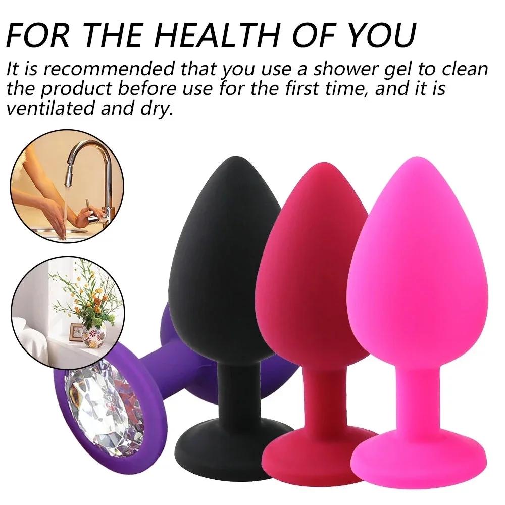 S/M/L Silicone Anal Plug Diamond Butt Plug G-spot Vestibular Stimulator Masturbator Erotic Bullet Anal plug Sex Toys for Adults