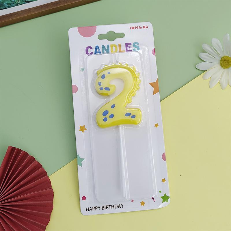 Colorful Dinosaur Number Birthday Candles for Kids' Party Cake Decorations
