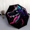 1 Stück Neon Wolf Automatisches Öffnen/Schließen Freizeit Cooler Regenschirm mit Winddichtem, Funktionalem Design, 8-Speichen Robuster Schirm