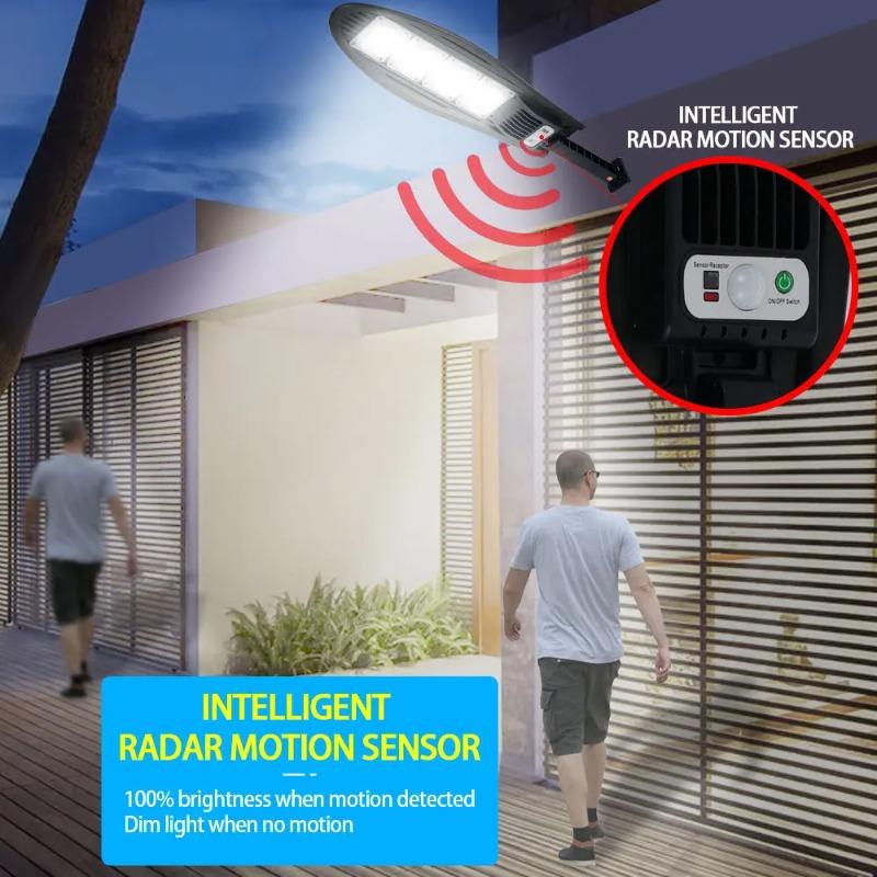LED Außen Hofleuchte IP65 Wasserdicht Bewegungssensor Solar Straßenleuchte Multifunktionale Gartenleuchte für Flur Platz Hof 168/126/84/42LED