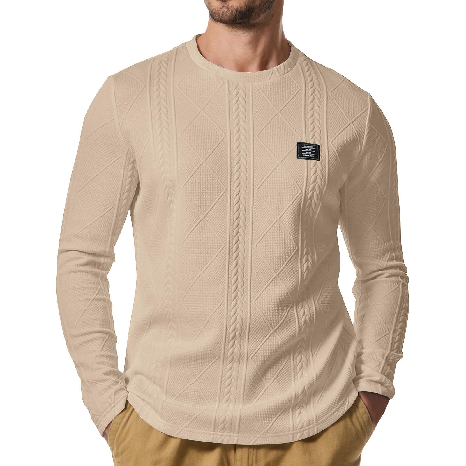 

Мужская зимняя однотонная текстурированная толстовка с круглым вырезом, спортивная мужская толстовка большого размера в стиле кэжуал с круглым вырезом M хаки