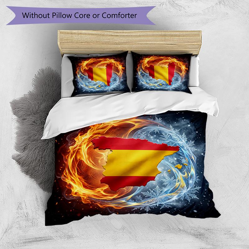 Spain Football Printed Bedding 3 Piece Set Cozy Breathable Bed Cover Set As Housewarming Holiday Gift