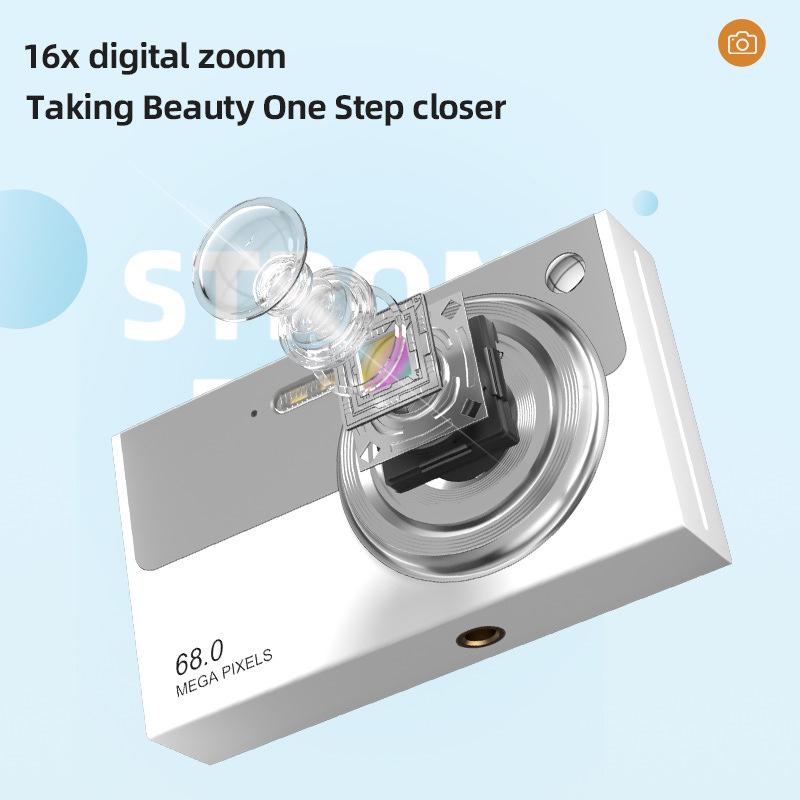 4K HD WiFi Student Camera: 68MP Dual Lens for Selfies