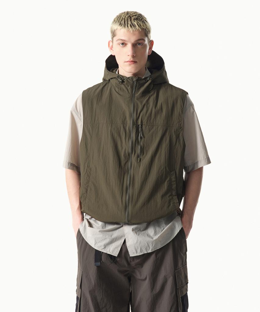 Musinsa Standard [City Leisure] Hooded Vest [Olive Green]