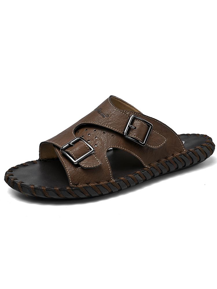 

Fashion Breathable Mens Slippers Summer Beach Shoes For Man Sandals Men Flip Flops Leisure Walk Half Drag Quick Dry Male Slides Sandaly 44 коричневый