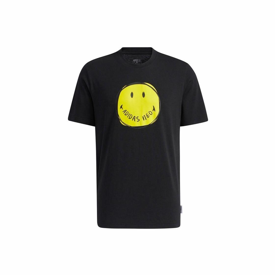 

adidas Smiley Print Sports Crew Neck Short Sleeve T-Shirt for Men, Black M