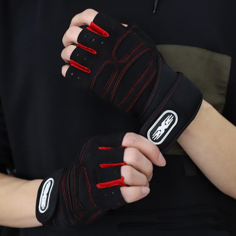 1Pair Half Finger Athletic Gloves Gym Fitness Weight Lifting Gloves Wrist Guard Training Gloves Exercise Workout Biking Gloves