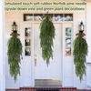 Simulated Soft-Glue Norfolk Needle Wall Hanging Christmas Tree Upside Down Vine Green Plant Holiday Decoration