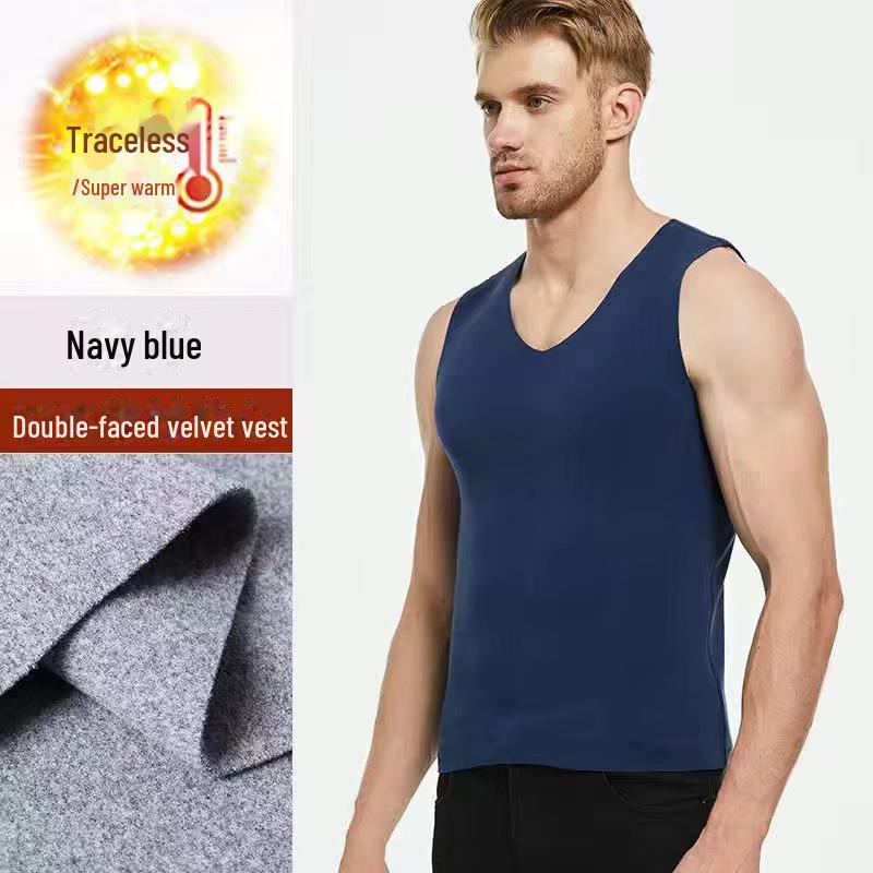 Męska dwustronna, ciepła kamizelka z aksamitu ze szlifowanym spodem